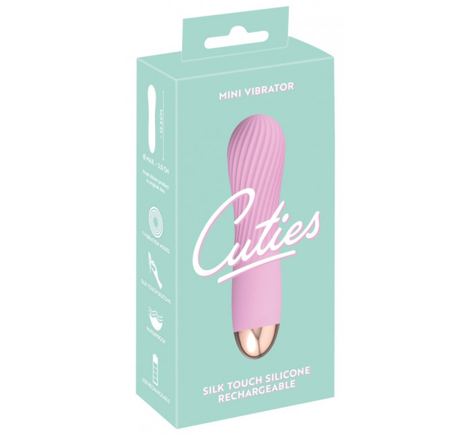 Мини-вибратор с волнообразным рельефом Cuties, розовый