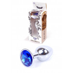 Анальна пробка з каменем Plug-Jewellery Silver PLUG-Dark Blue розмір S