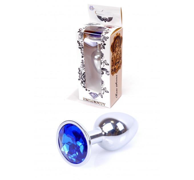 Анальна пробка з каменем Plug-Jewellery Silver PLUG-Dark Blue розмір S