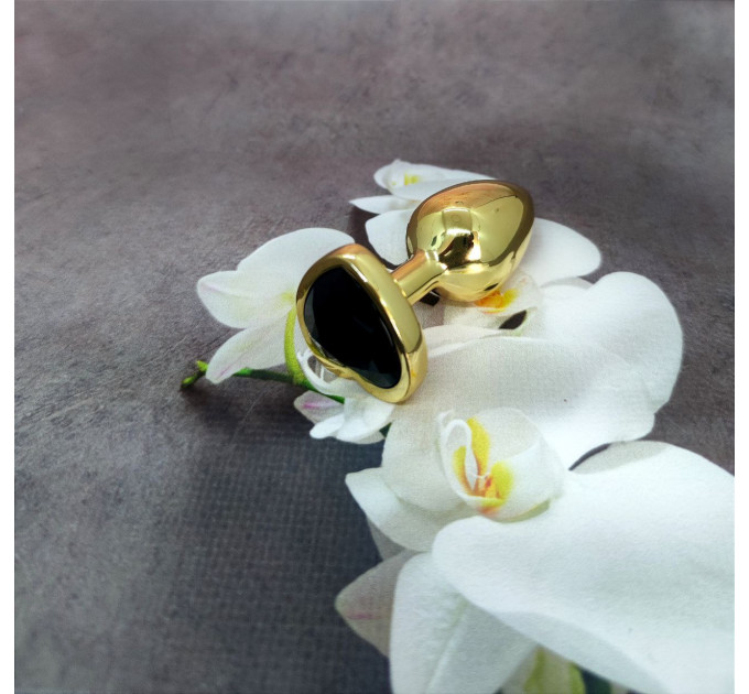 Анальна пробка з каменем у формі серця Black Jewellery