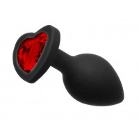 Анальна пробка Loveshop Black Silicone Herart RED, S