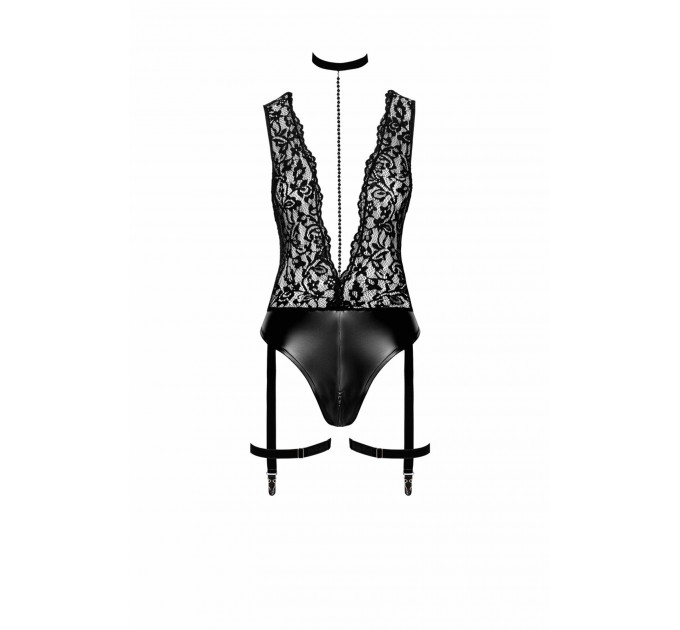 Боди с глубоким декольте Libido F297 от Noir Handmade, черное, размер S