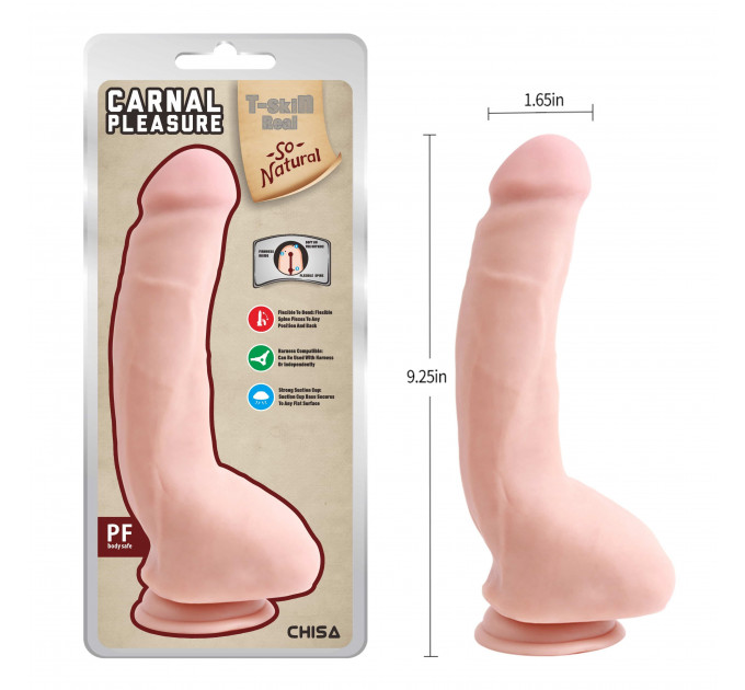 Фаллоимитатор реалистичный с мошонкой Chisa T-skin ReaL Carnal Pleasure на присоске, телесный