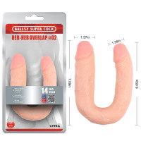 Фаллоимитатор двойной Chisa Ballsy Super Cock Her-Her Overlap #02, бежевый