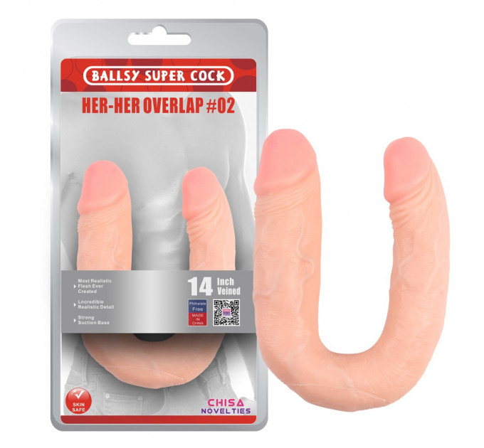 Фаллоимитатор двойной Chisa Ballsy Super Cock Her-Her Overlap #02, бежевый