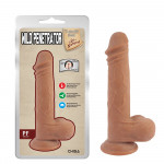 Фаллоимитатор реалистичный с мошонкой на присоске Chisa T-skin ReaL Wild Penetrator, бежевый