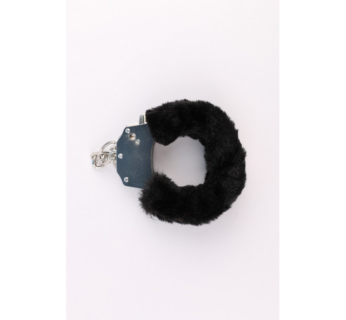 Наручники металлические Chisa Hi-Basic Fur-lined Handcuffs с черным мехом