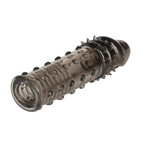 Насадка на член рельєфна, що подовжує CalExotics сіра, 16.3 х 3.7 см