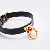 Нашийник-чокер з кільцем шкіряний Leather Cosplay Choker UPKO, розмір M