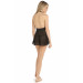 ПЕНЬЮАР 2PC LACE & MESH HALTER BABYDOLL & G-STRING SET BLACK, S