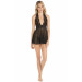 ПЕНЬЮАР 2PC LACE & MESH HALTER BABYDOLL & G-STRING SET BLACK, S