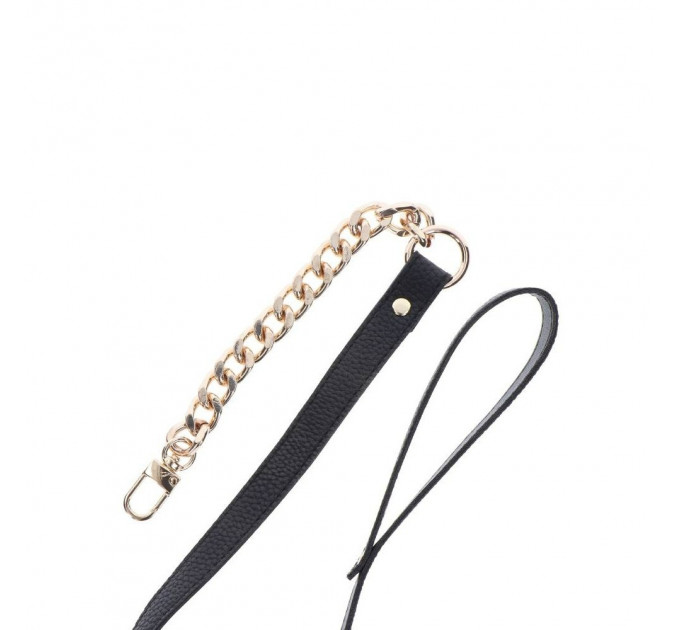 Поводок цепь с петлей из искусственной кожи Statement Leash золотистый, 75 см