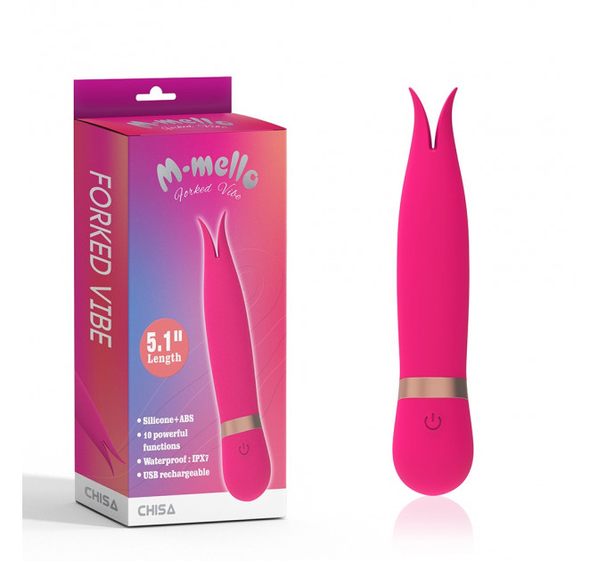 Вибратор-мини с раздвоенным кончиком Chisa M-Mello Forked Vibe, розовый