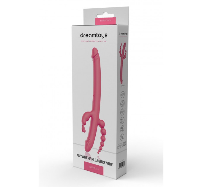 Вибратор с 4 стимулирующими концами Dreamtoys Anywhere Pleasure Vibe Essentials, розовый