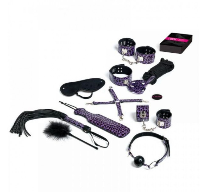 F61278 Набор БДСМ 10 шт Master & Slave BDSM Kit tijgerprint Purpel