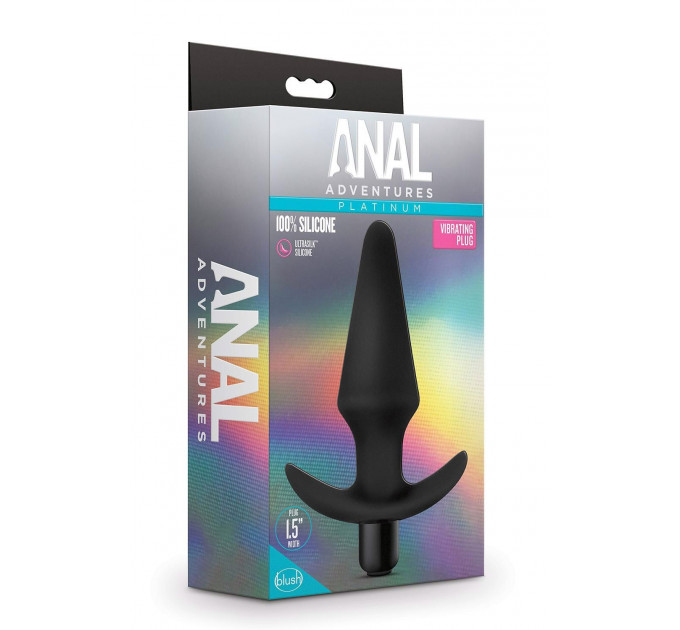 Анальна пробка з вібрацією Blush Anal Adventures чорна, 12.7 х 3.8 см
