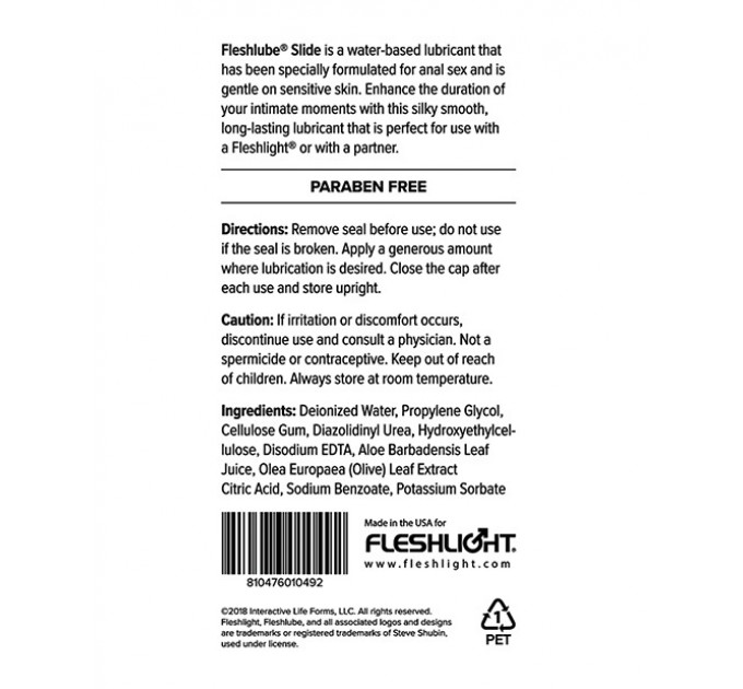 Анальный лубрикант на водной основе Fleshlube Slide, 100 мл