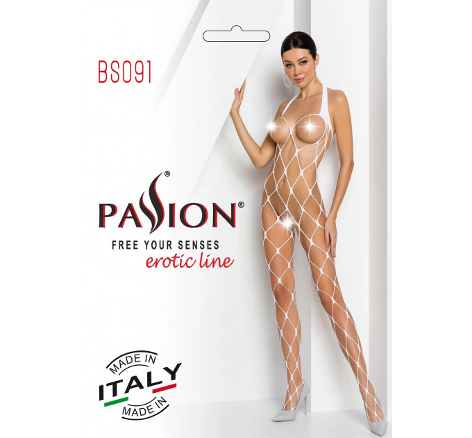 Бодистокинг крупная сетка Passion BS091 white, S/L