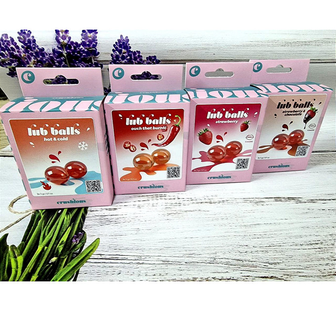 Бразильские шарики Crushious LUB BALLS со вкусом клубники 2 шт. по 3 гр.