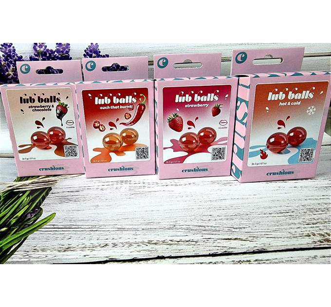 Бразильские шарики Crushious LUB BALLS со вкусом клубники 2 шт. по 3 гр.