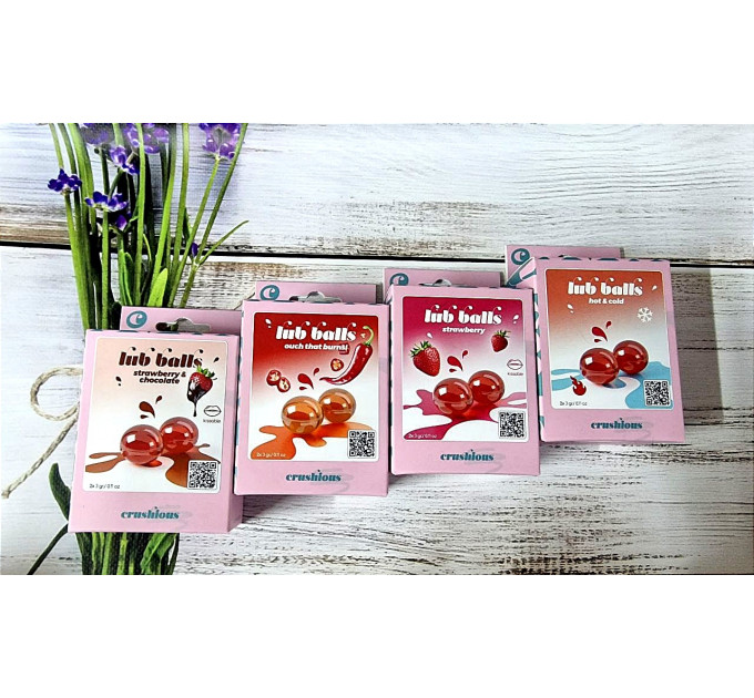 Бразильские шарики Crushious LUB BALLS со вкусом клубники 2 шт. по 3 гр.