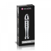 Фаллоимитатор с электростимуляцией Mystim серебряный, 13 х 2.6 см