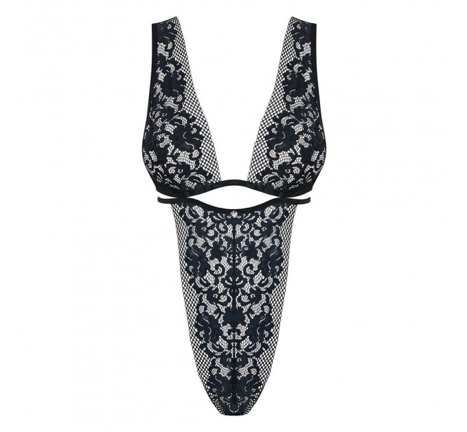 Кружевное боди Obsessive Figurea, черный, S/M