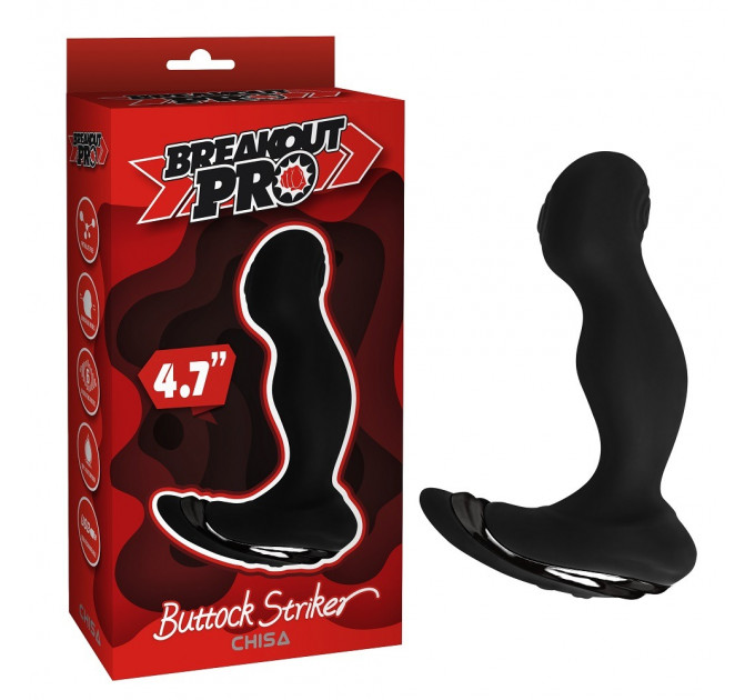 Масажер простати Chisa Breakout Pro Buttock Striker з вібрацією та пульсацією, чорний
