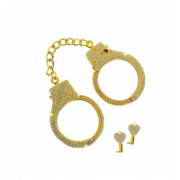 Наручники золотые Taboom Bondage in Luxury Diamond Wrist Cuffs украшенные камнями