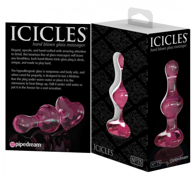 Стеклянная анальная пробка сердце Pipedream Icicles № 75