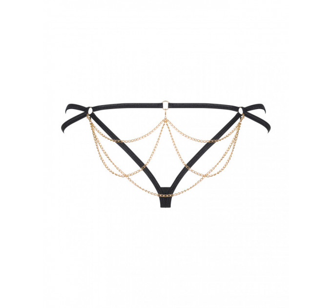 Трусики стринги с цепочками Obsessive Pantheria thong black L/XL