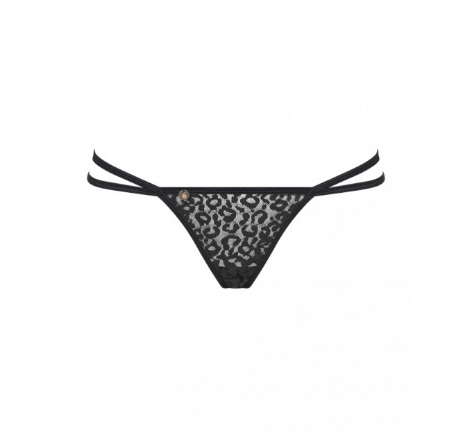 Трусики стринги с цепочками Obsessive Pantheria thong black L/XL