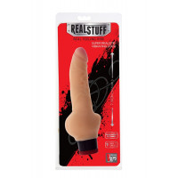 Вібромасажер реаліст Dream toys RealStuff з мошонкою 17,8 см, тілесний