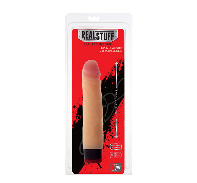 Вибромассажер реалистик Dream toys RealStuff 17,8 см, телесный
