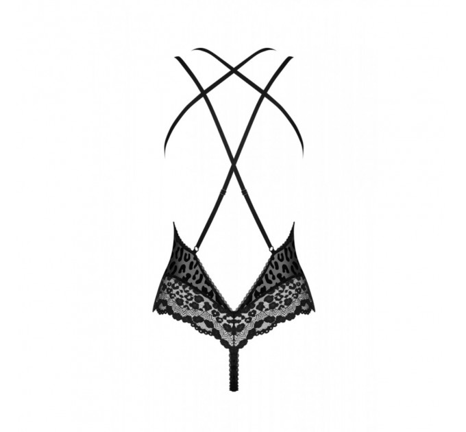 Боди с леопардовым принтом Obsessive Giully, черный, L\XL