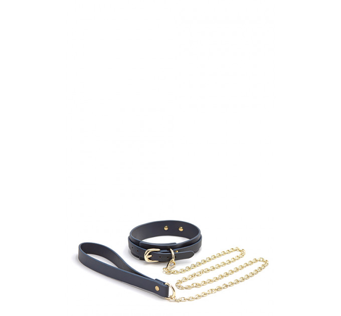 Ошейник с поводком BONDAGE COUTURE COLLAR AND LEASH BLUE