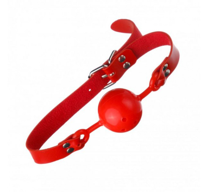 F61403 Кляп из экокожи Loveshop Latex Comfort BREATHABLE BALL GAG RED