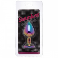 Радужная анальная пробка Colorful Metall Heart, S