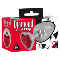 Анальная металлическая пробка You2Toys Diamond Butt Plug с красным камнем, Large