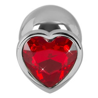 Анальная металлическая пробка You2Toys Diamond Butt Plug с красным камнем, Large