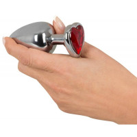 Анальная металлическая пробка You2Toys Diamond Butt Plug с красным камнем, Large