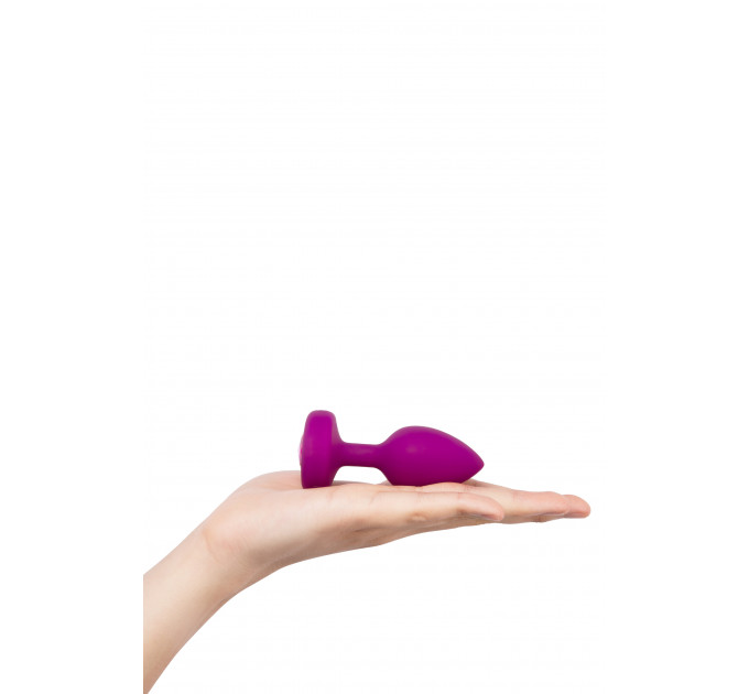 Анальна пробка із вібрацією B-Vibe Vibrating Jewel Plug S/M Pink Ruby, силіконова, рожева
