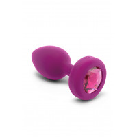 Анальна пробка із вібрацією B-Vibe Vibrating Jewel Plug S/M Pink Ruby, силіконова, рожева
