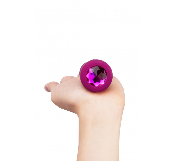 Анальна пробка із вібрацією B-Vibe Vibrating Jewel Plug S/M Pink Ruby, силіконова, рожева