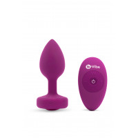 Анальна пробка із вібрацією B-Vibe Vibrating Jewel Plug S/M Pink Ruby, силіконова, рожева