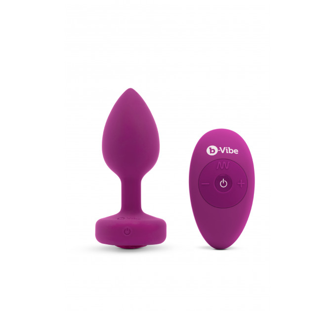 Анальна пробка із вібрацією B-Vibe Vibrating Jewel Plug S/M Pink Ruby, силіконова, рожева