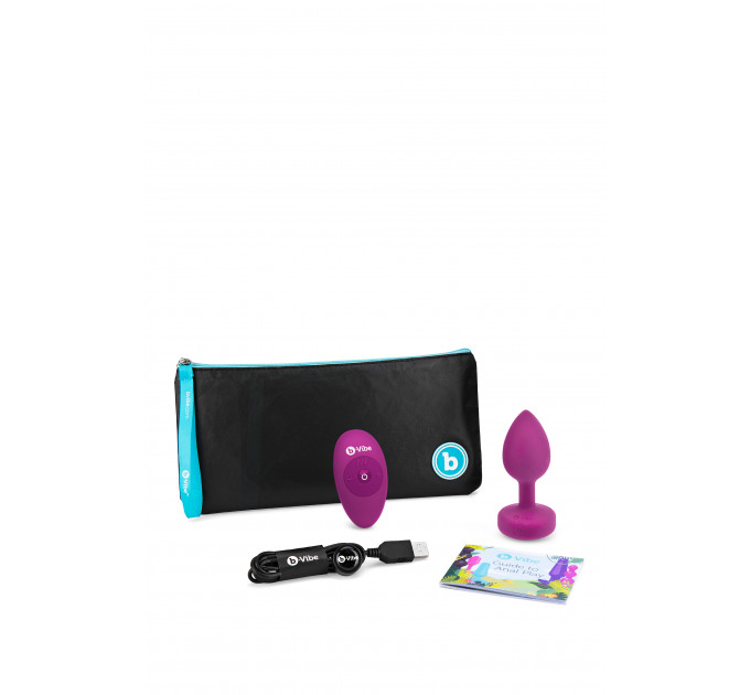 Анальна пробка із вібрацією B-Vibe Vibrating Jewel Plug S/M Pink Ruby, силіконова, рожева