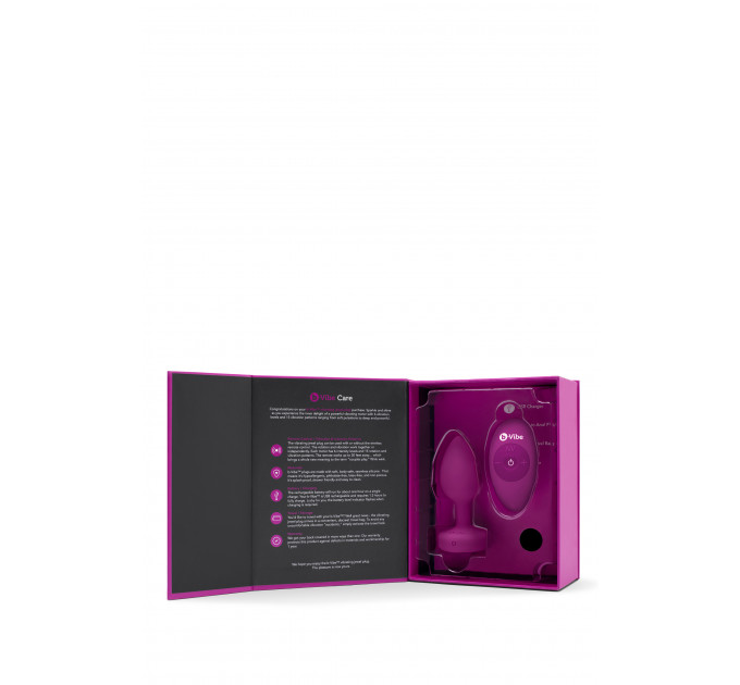 Анальна пробка із вібрацією B-Vibe Vibrating Jewel Plug S/M Pink Ruby, силіконова, рожева