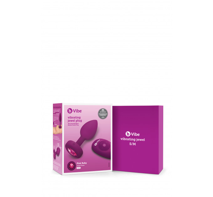 Анальна пробка із вібрацією B-Vibe Vibrating Jewel Plug S/M Pink Ruby, силіконова, рожева