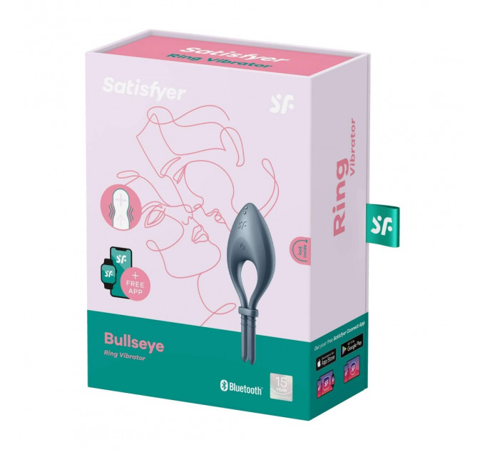 Ерекційне смарт кільце з вібрацією Satisfyer Bullseye Connect App, сірий